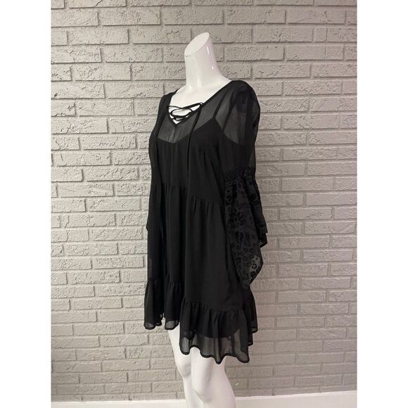 Band of Gypsies Chiffon Overlay Boho Dress Size M - Picture 4 of 10